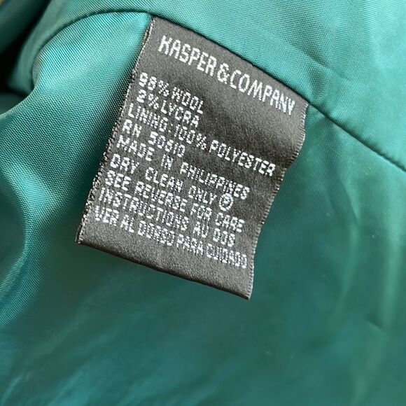 VINTAGE KASPER & CO WOOL BLAZER IN EMERALD GREEN - Picture 9 of 9